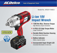 Acdelco Li-ion 18V 1/2" 1200 Nm Heavy Duty Commercial Impact Wrench UK Stock