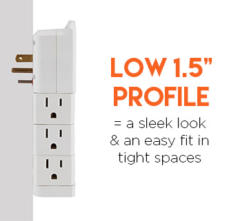the low profile helps you fit this surge protector in tight places