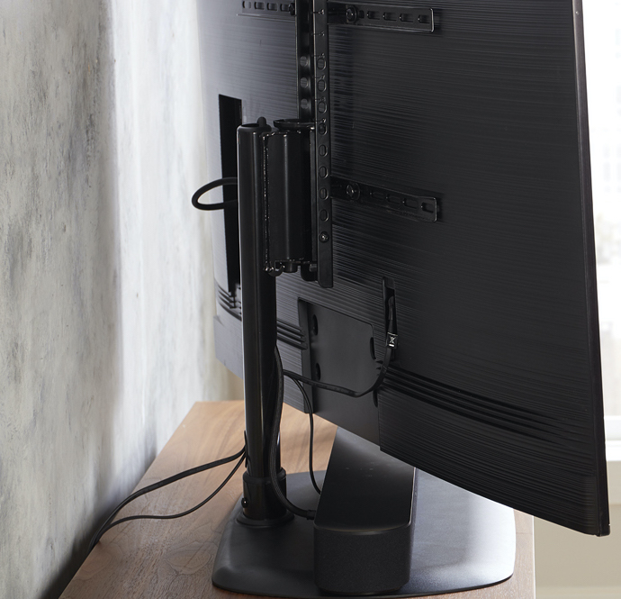 tv base with cable management
