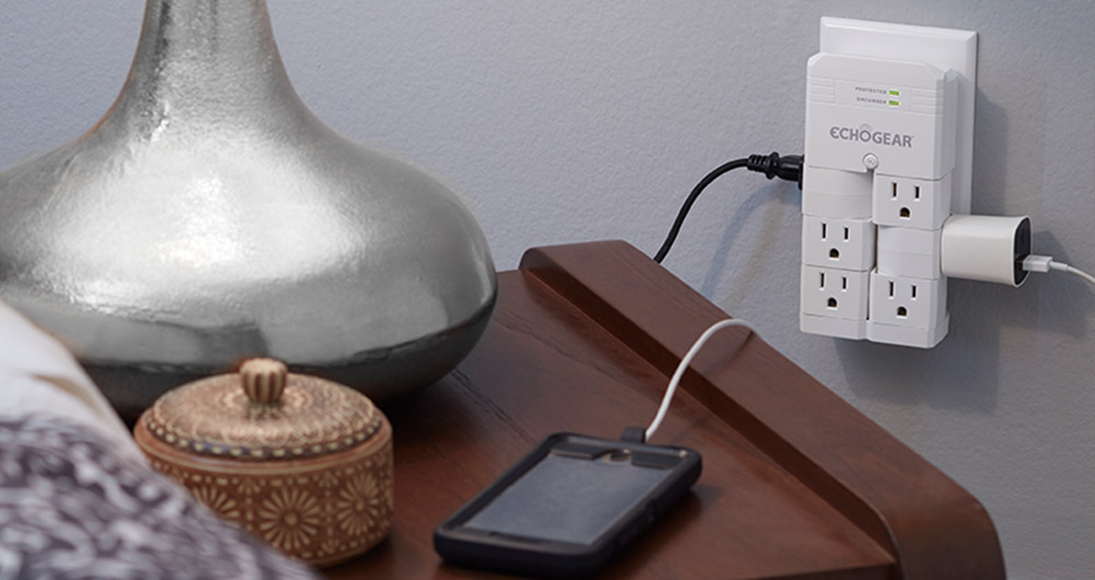 Plugs right into existing outlets, and provides surge protection for your devices