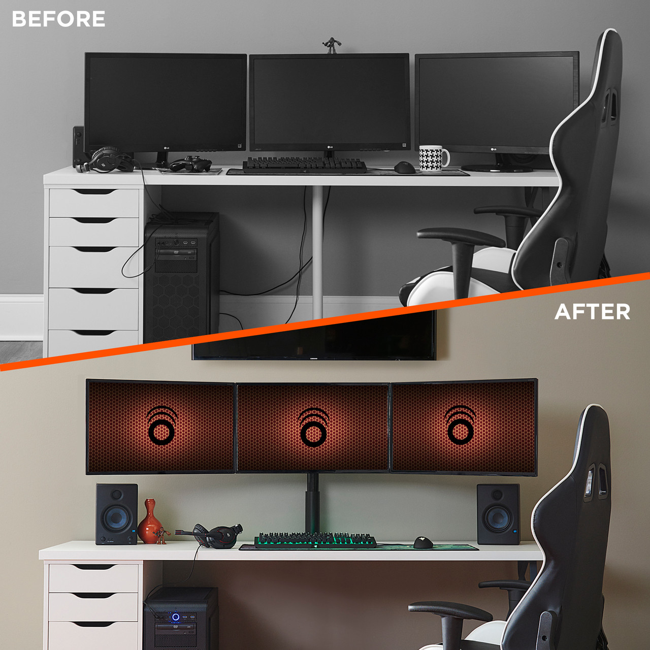 ECHOGEAR Triple Monitor Desk Mount For Screens Up To 27"