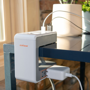 Desk clamp power station to charge and power devices
