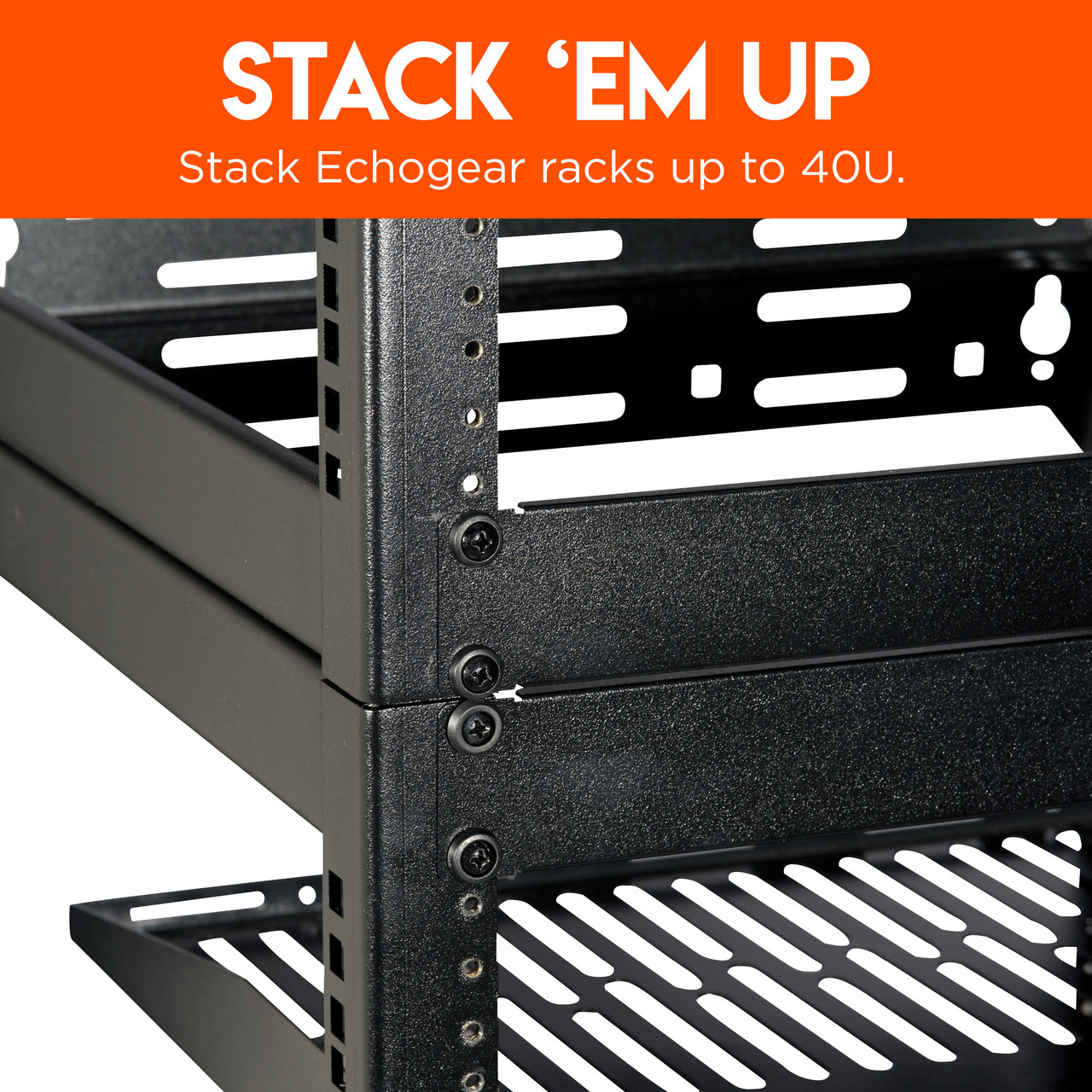 20U Open Frame Rack with 2 Vented Shelves