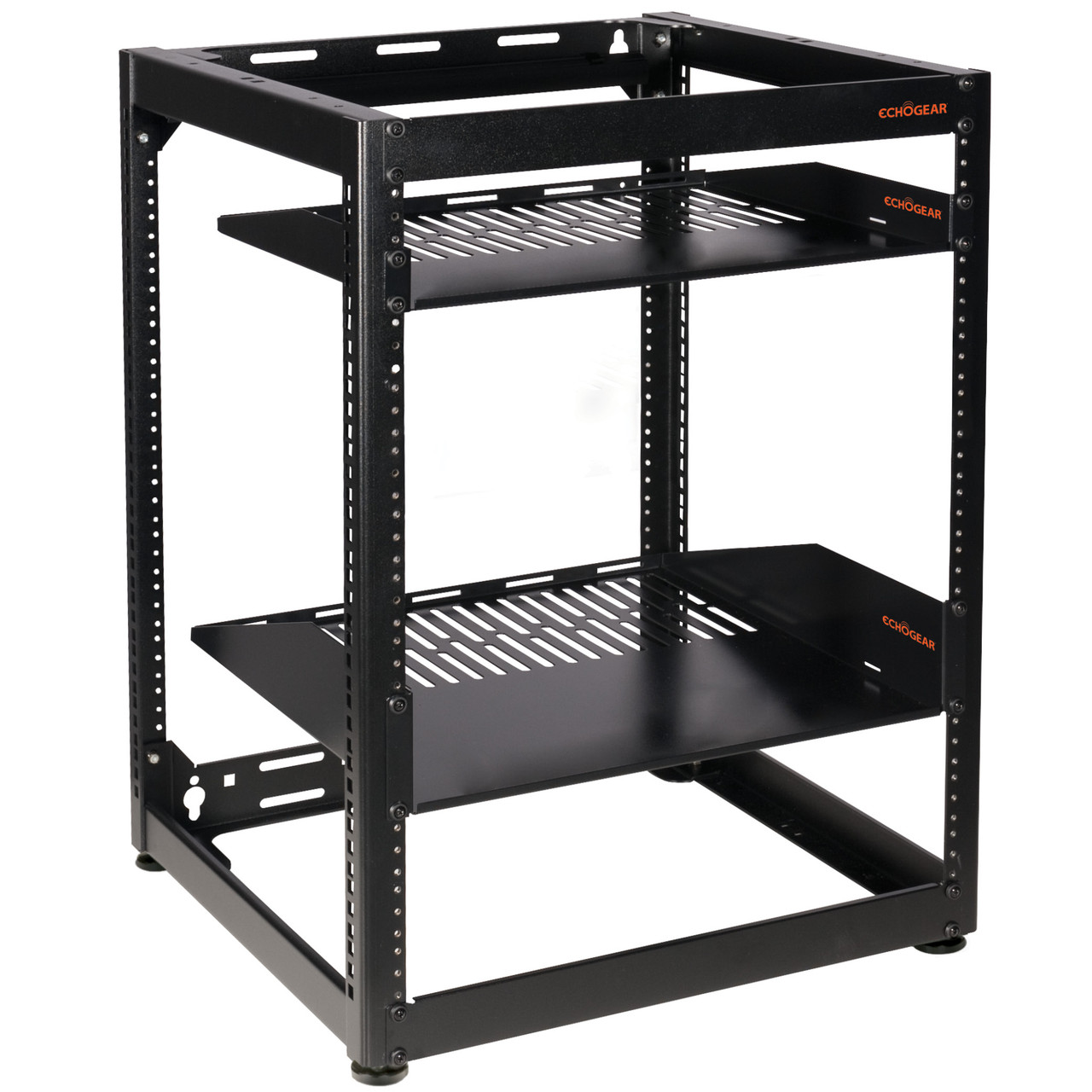 15U Open Frame Rack with 2 Vented Shelves