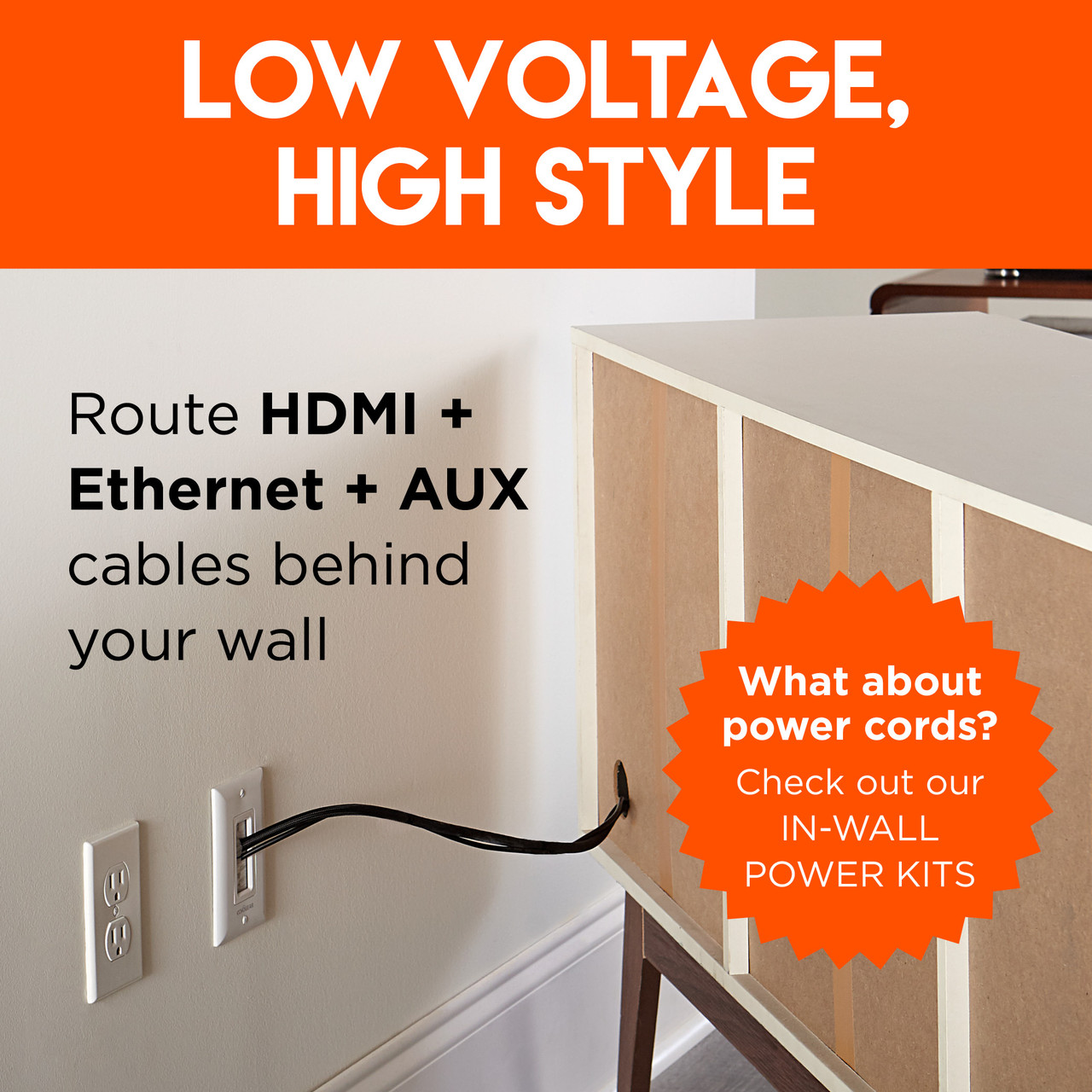 InWall Cable Management Kit Cable Hider Conceals Low Voltage Cords