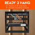 Wall mountable open frame rack is ready to hang