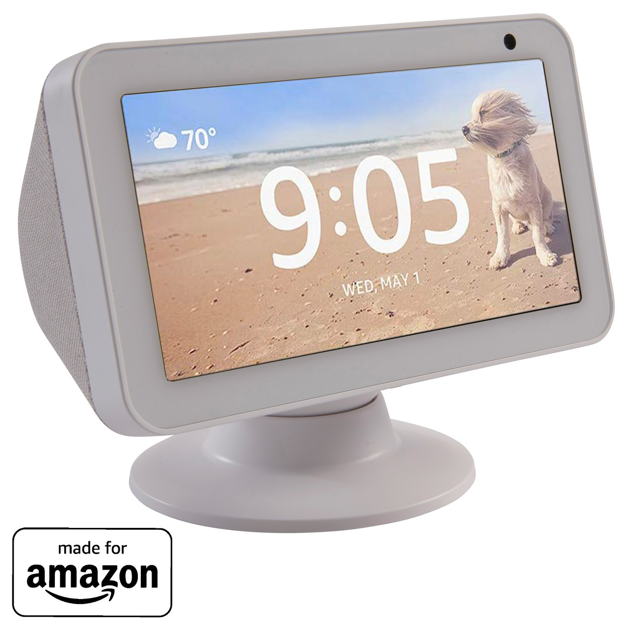 Made for Amazon Echo Show 5 Premium Tilt + Swivel Stand - Easily Adjustable  with Magnet Glide Technology - White