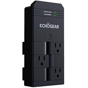 Black On-Wall Surge Protector With 6 Pivoting Outlets - EGAV-ASW61-B1