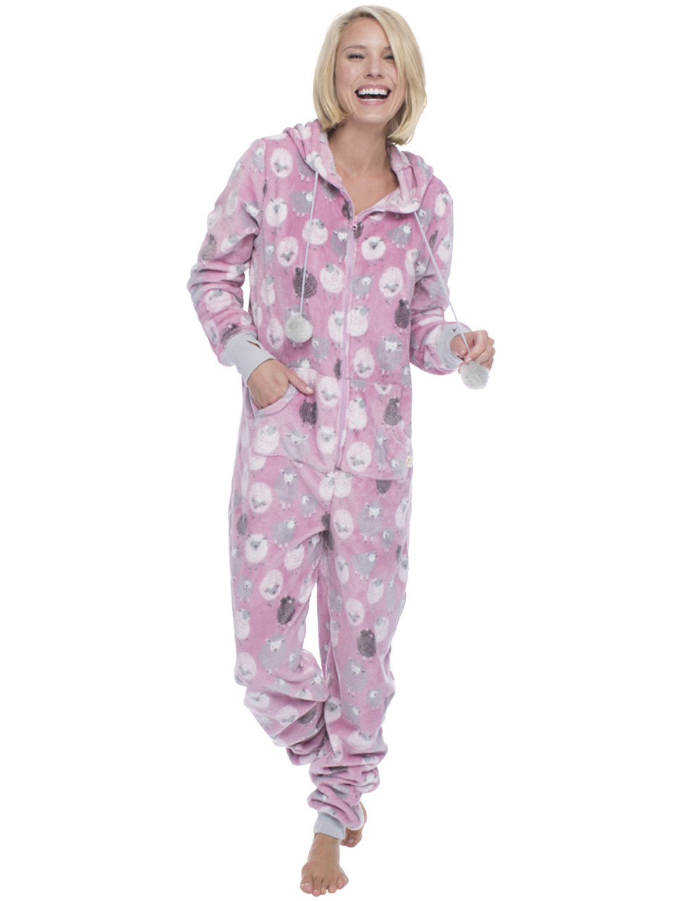 fleece onesie, sheep onesie, hooded onesie, fleece pajamas, womens pajamas
