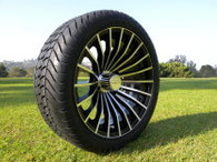 15" INNOVA DRIVER GOLF CAR TIRE 205/35R15 AND WHEEL AR578 TURBO ASSEMBLY -25MM OFFSET 4 HOLES MACHINED BLACK