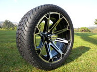 15" INNOVA DRIVER GOLF CAR TIRE 205/35R15 AND WHEEL AR599 PRIDE ASSEMBLY -25MM OFFSET 4 HOLES MACHINED BLACK