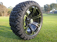 Radial 23x10.5R15 Innova Edge lifted golf car tire mounted on AR688 machined black wheel