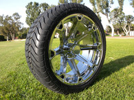 15" INNOVA DRIVER GOLF CAR TIRE 205/35R15 AND WHEEL AR599 PRIDE CHROME ASSEMBLY -25MM OFFSET 4 HOLES 