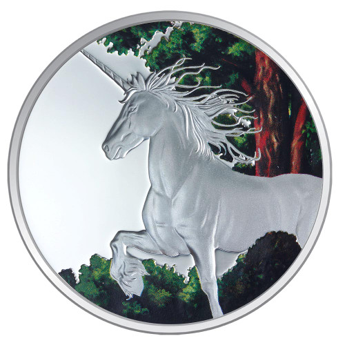 Creatures of Myth & Legend - Unicorn 1oz Silver Coloured Proof  Tokelau Coin - Reverse