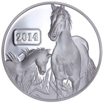 2014 Year of the Horse - Horse Family 1oz Silver Proof Tokelau Coin - Reverse