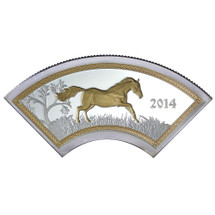 2014 Year of the Horse - Fan-Shaped Horse 15.55g Silver Gilded Proof Cook Islands Coin - Reverse