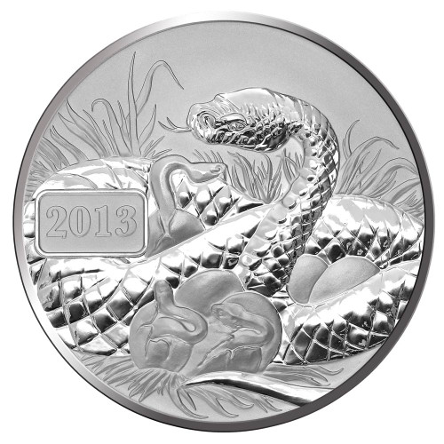 2013 Year of the Snake - Snake Family 1oz Silver Reverse Proof Tokelau Coin - Reverse