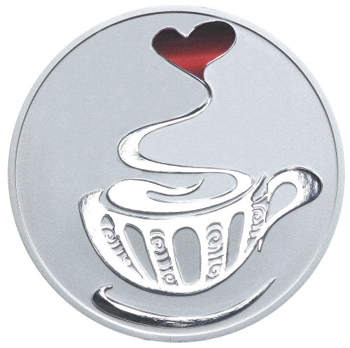 Coffee 1oz Silver Coloured Proof Tokelau Coin - Reverse