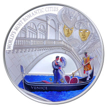 World's Most Romantic Cities - 2013 Venice 1oz Silver Coloured Gilded Proof Cook Islands Coin - Reverse