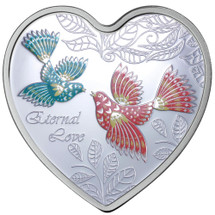 Messages of Love - 2013 Eternal Love Heart 20g Silver Heart-Shaped Coloured Proof Cook Islands Coin - Reverse