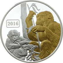 Monkey Family 1oz Gilded Proof Tokelau Coin
