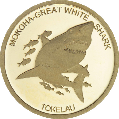 The 2015 Tokelau Mokoha - Great White Shark 0.5g pure gold coin
