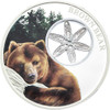 Brown Bear 1oz silver Tokelau coin with hand-woven filigree 'snowflake'.