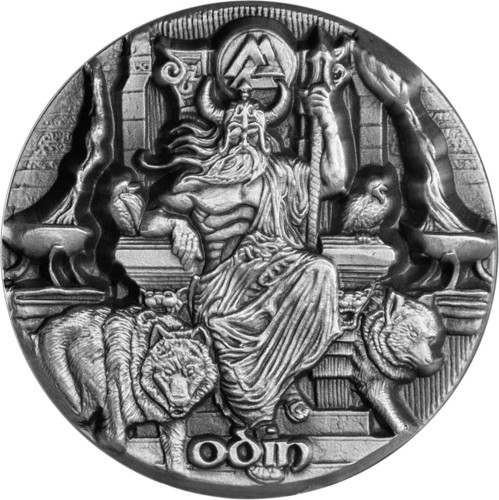 Stunning Max Relief reverse of Tokelau's Odin, Ruler of the Aesir 3oz Silver Coin