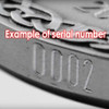 Each coin features an individually serial number etched on the edge of the coin.
