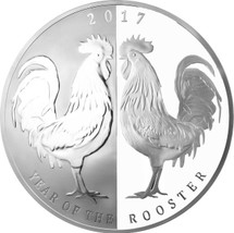 Year of the Rooster - Mirror Roosters 65mm 1oz proof silver coin reverse