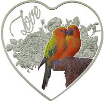 Love Birds Heart-shaped Tokelau Silver Coin 2018