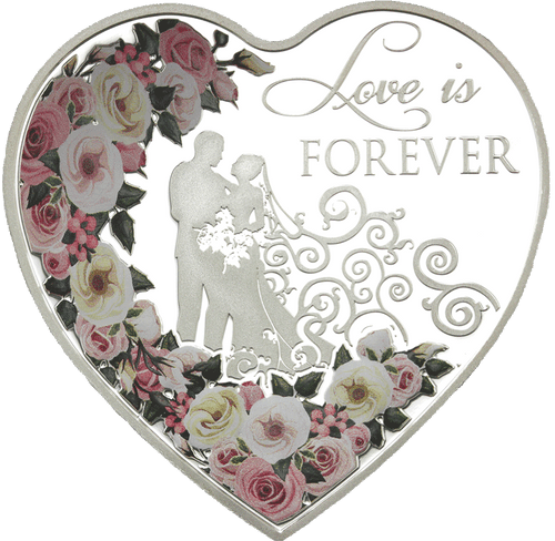 Love is Forever 2018 Tokelau heart-shaped 20g silver coin