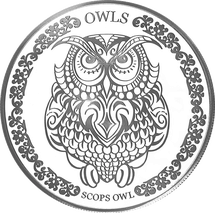 Scops Owl 65mm 1oz Tokelau Silver Coin 2018