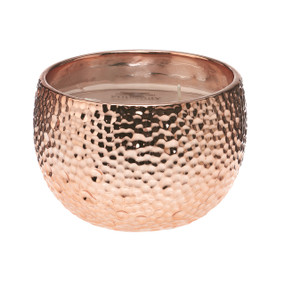 Hammered Metallic Ceramic Candle - Rose Gold 18 oz