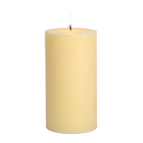 Candle - Basics -Pillar - 4x8 Poured Flat Top - Unscented Ivory - DYN2438 - MIN ORDER: 4