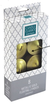 Candle - Basics - Floaters 8 pack - Metallic GOLD - Boxed Set - PTC6254 - MIN ORDER: 6
