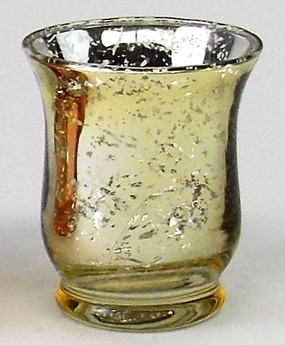 Candle Holder - Mercury Glass Hurricane - Gold - PTC6217 - MIN ORDER: 6