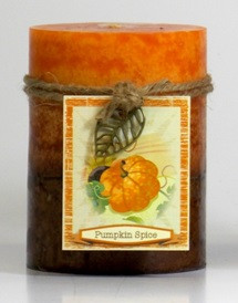 Fall - Candle - 3 Layer Mottled Pillar 3x4 - Pumpkin Spice - DYN3181 - MIN ORDER: 4