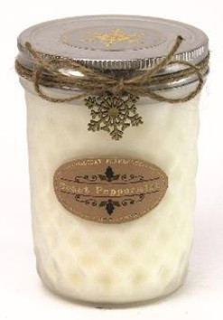 Holiday - Candle - Quilted Jelly Jar 11.5 oz - Sweet Peppermint - HOL8624-MJ - MIN ORDER: 4