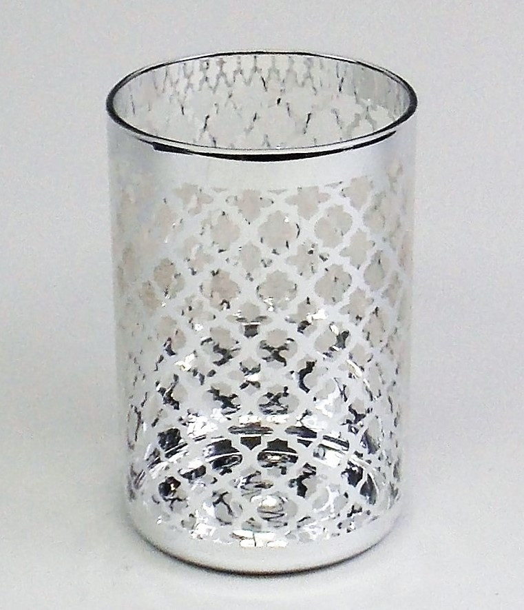 Candle Holder - Candle Lantern Silver glass - 4x6 - PTC6235 - MIN ORDER: 4