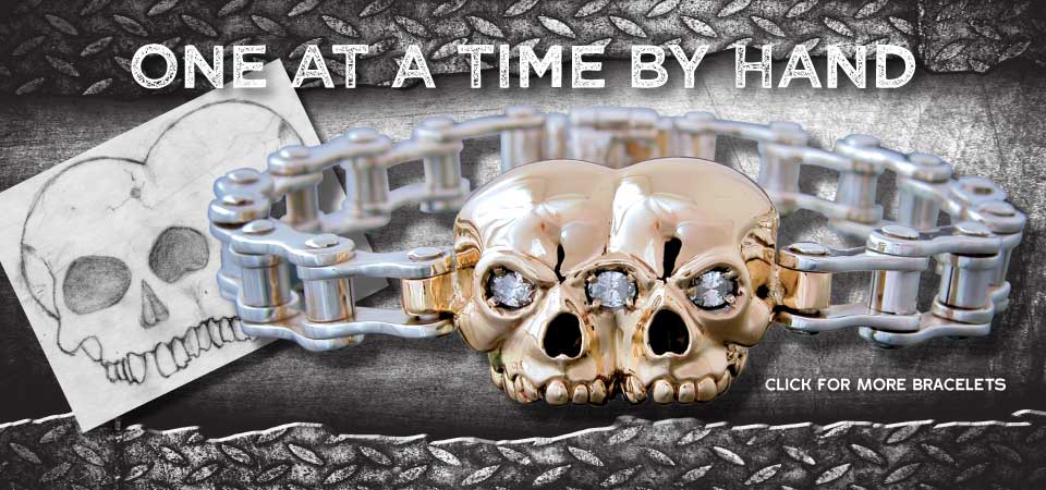 Gothic Skull Head Link Chain Bracelet For Men 316l Stainless Steel Skeleton  Charm Mens Bracelets 7.87
