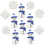 ICING DECO SNOWMAN & SNOWFLAKES 12 CT