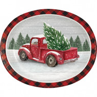 PLATES OVAL FARMHOUSE CHRISTMAS RED TRUCK  8 CT