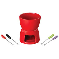 FONDUE SET RED WITH 4 FORKS