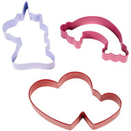 COOKIE CUTTERS MAGICAL RAINBOW, UNICORN, HEARTS 3 PC