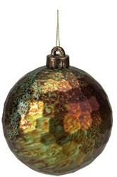 BALL ORNAMENT BLUE AND BRONZE 4.5 IN.