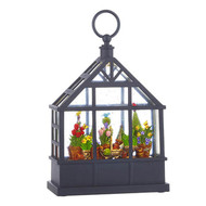 WATER GREENHOUSE LIGHTED FLOWERS AND BIRD 9.5 IN.