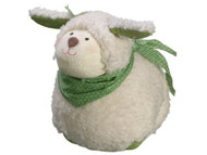 LAMB FIGURINE SITTING WOOLY W /GREEN ACCENTS 5"