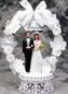 CAKE TOP BRIDE/GROOM BELL BOW SATIN DRESS 9.5"