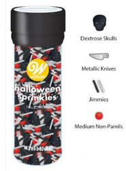 SPRINKLES HALLOWEEN GOREY MIX, SKULLS, MEAT CLEAVER 4.3 OZ.